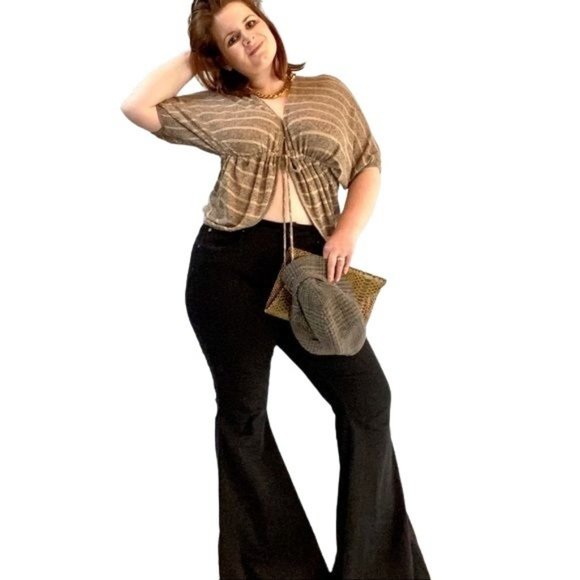 Anthropologie Twinkle Tan Boho Striped Cardigan Sweater - Picture 6 of 11